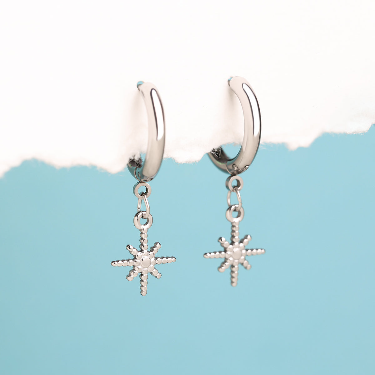 Eight-Pointed Star Drops - Stainless Steel - Oumo Jewelry