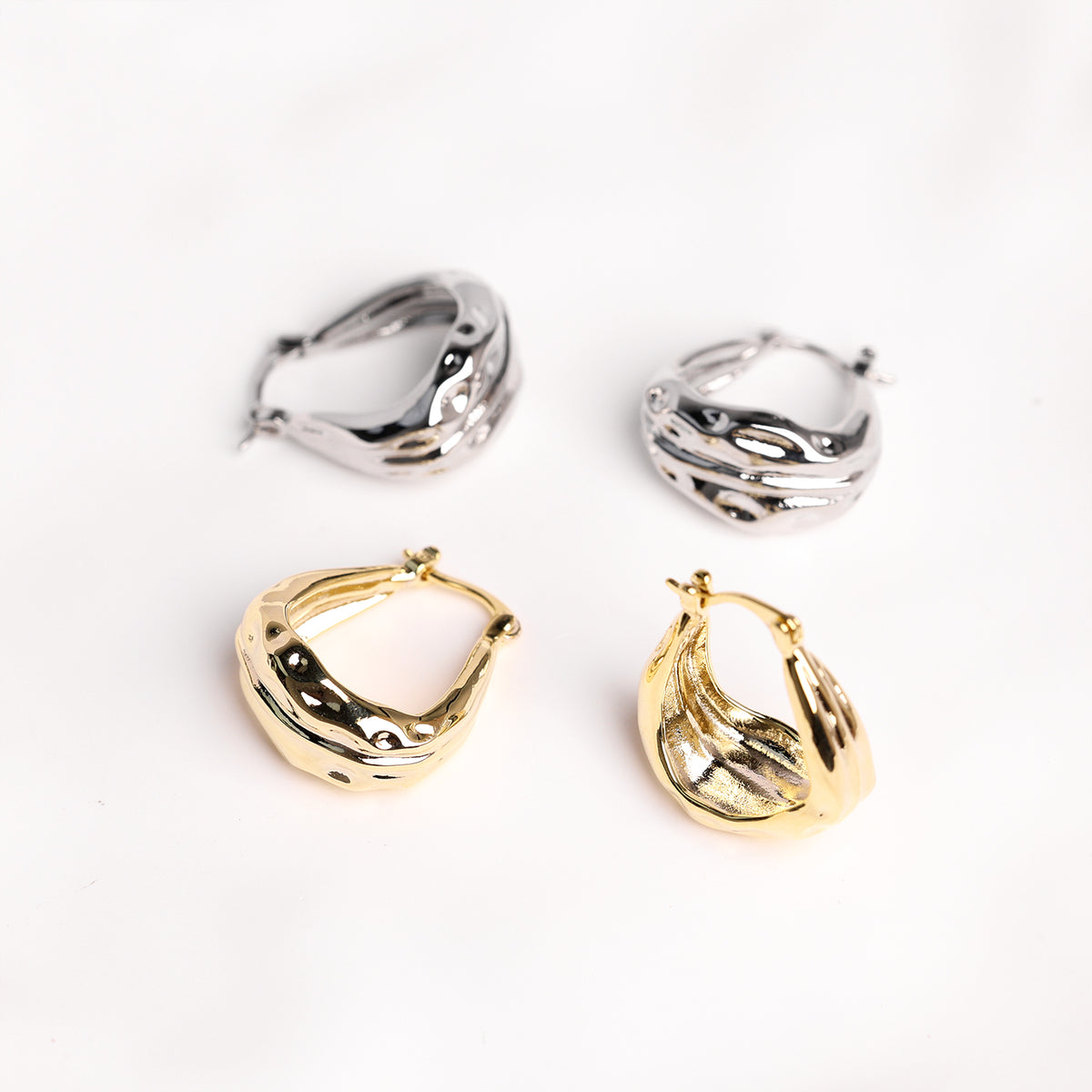 Lava Hoop Earrings - Brass - Oumo Jewelry