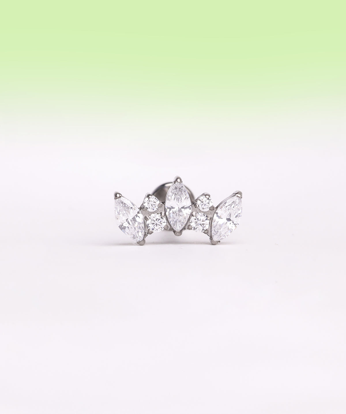 Titanium Marquise Crown Flatback Stud - Titanium - Helix, Upper Lobe, Flat - Oumo Jewelry