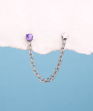 Titanium Purple Gem Star Flatback Chain - OumoJewelry