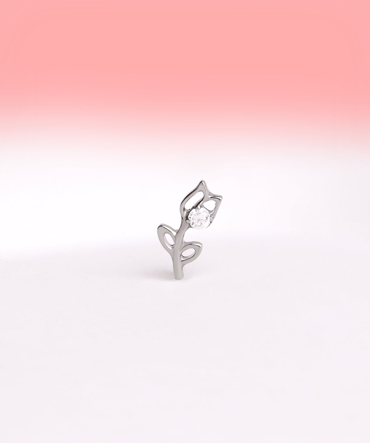 Titanium Rose Flower Flatback Stud - Titanium - Helix, Upper Lobe, Conch - Oumo Jewelry