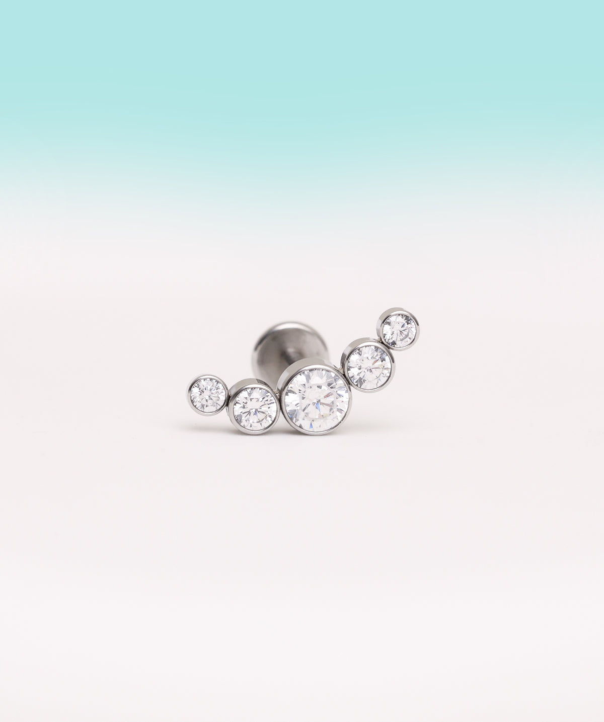 Gemstone Curved Flatback Stud - Titanium - Helix, Upper Lobe, Flat - Oumo Jewelry