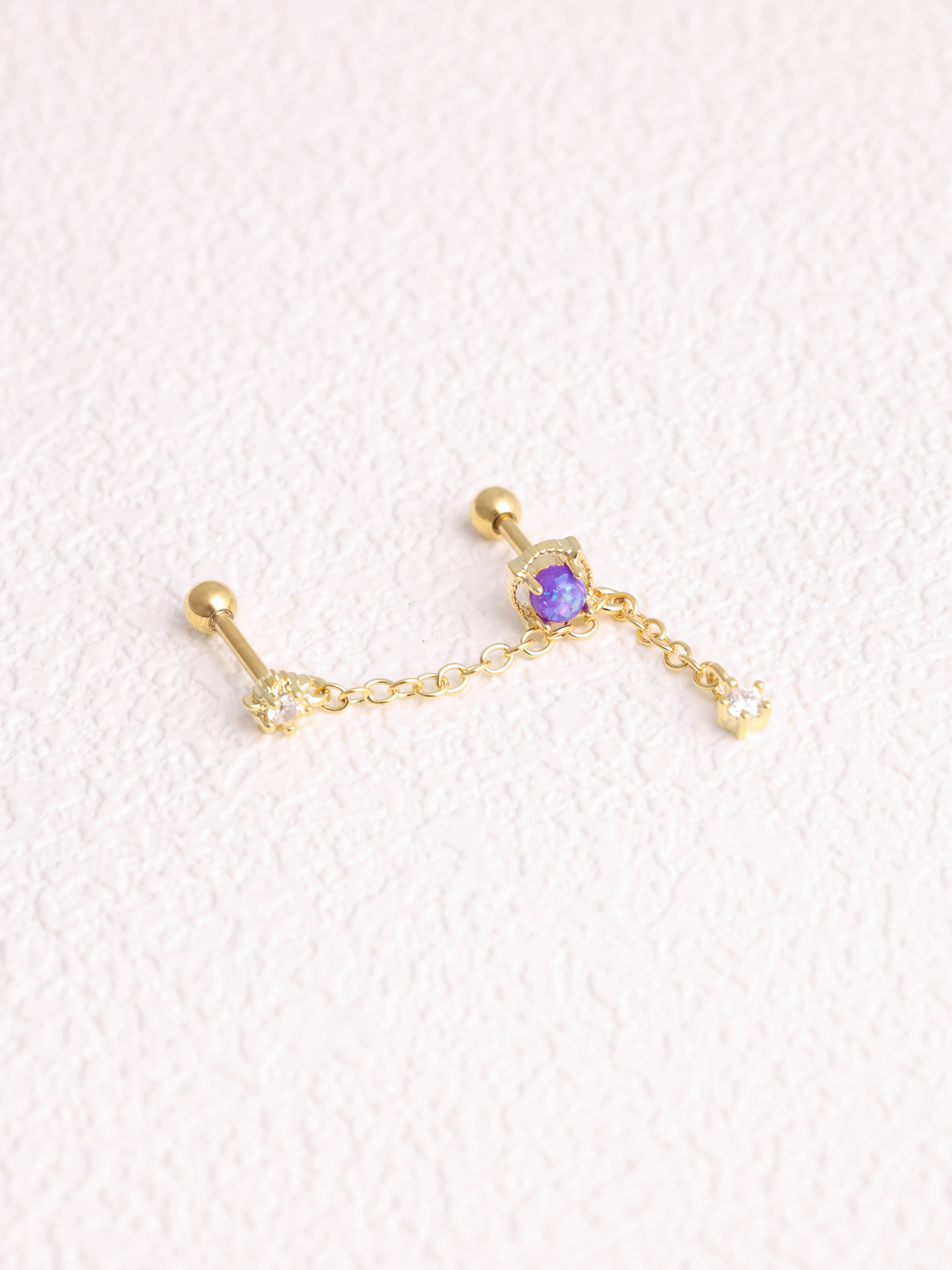 Mystery Opal Chain Earring - OumoJewelry