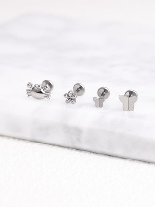 Titanium Simple Butterfly Flatback Stud - OumoJewelry