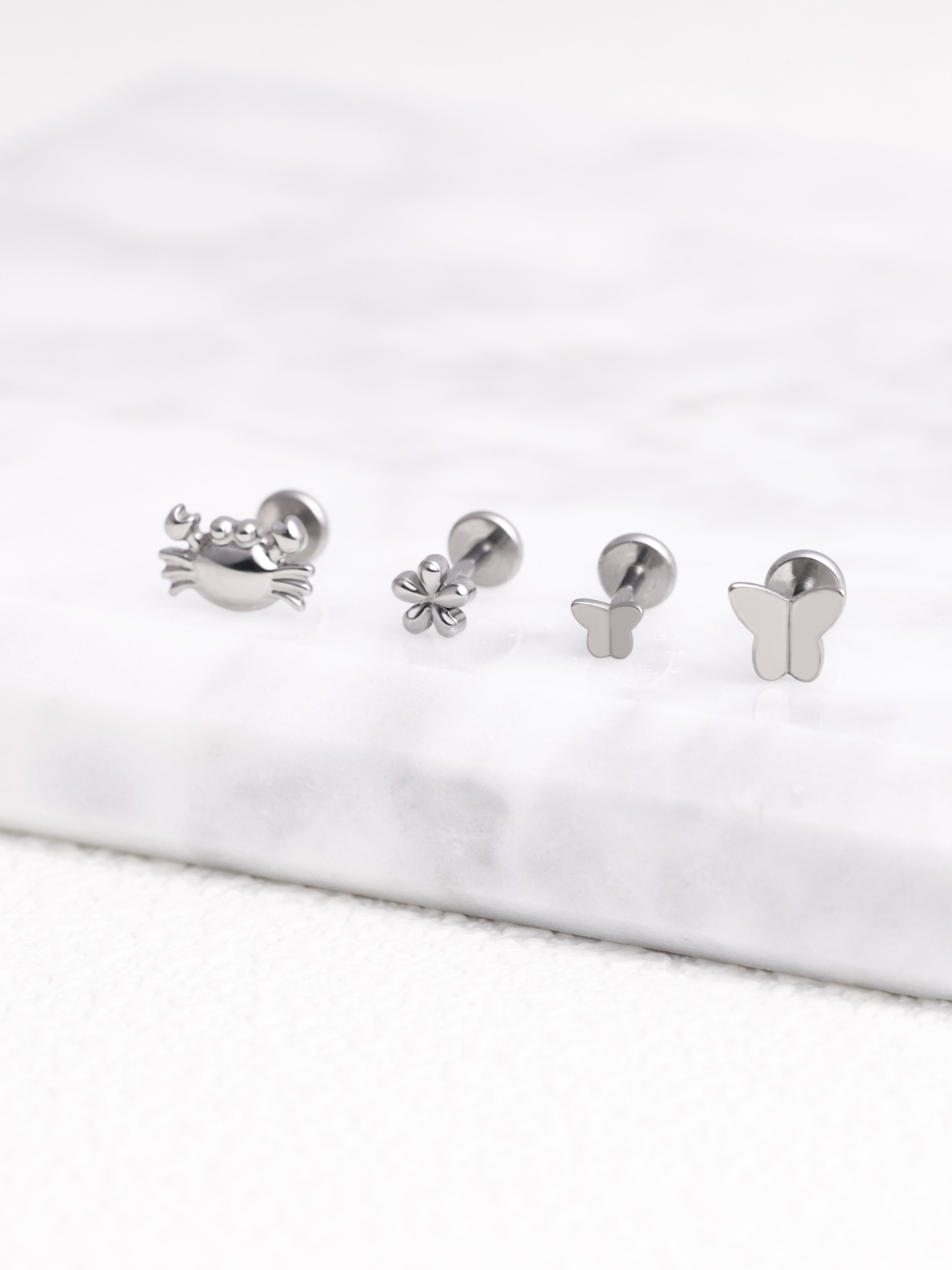 Titanium Simple Butterfly Flatback Stud