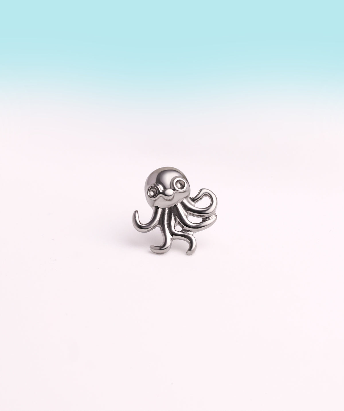 Titanium Octopus Flatback Stud - Titanium - Helix, Upper Lobe, Conch - Oumo Jewelry