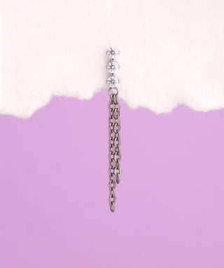 Titanium Gemstone Chain Flatback Drop - OumoJewelry