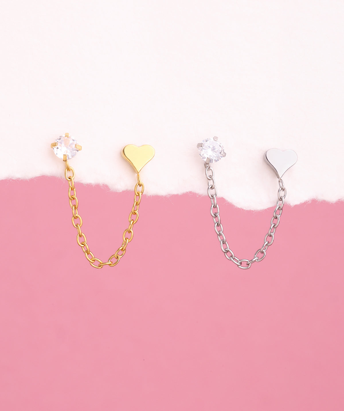 Romantic Heart Chain - Stainless Steel - Lobe, Upper Lobe - Oumo Jewelry
