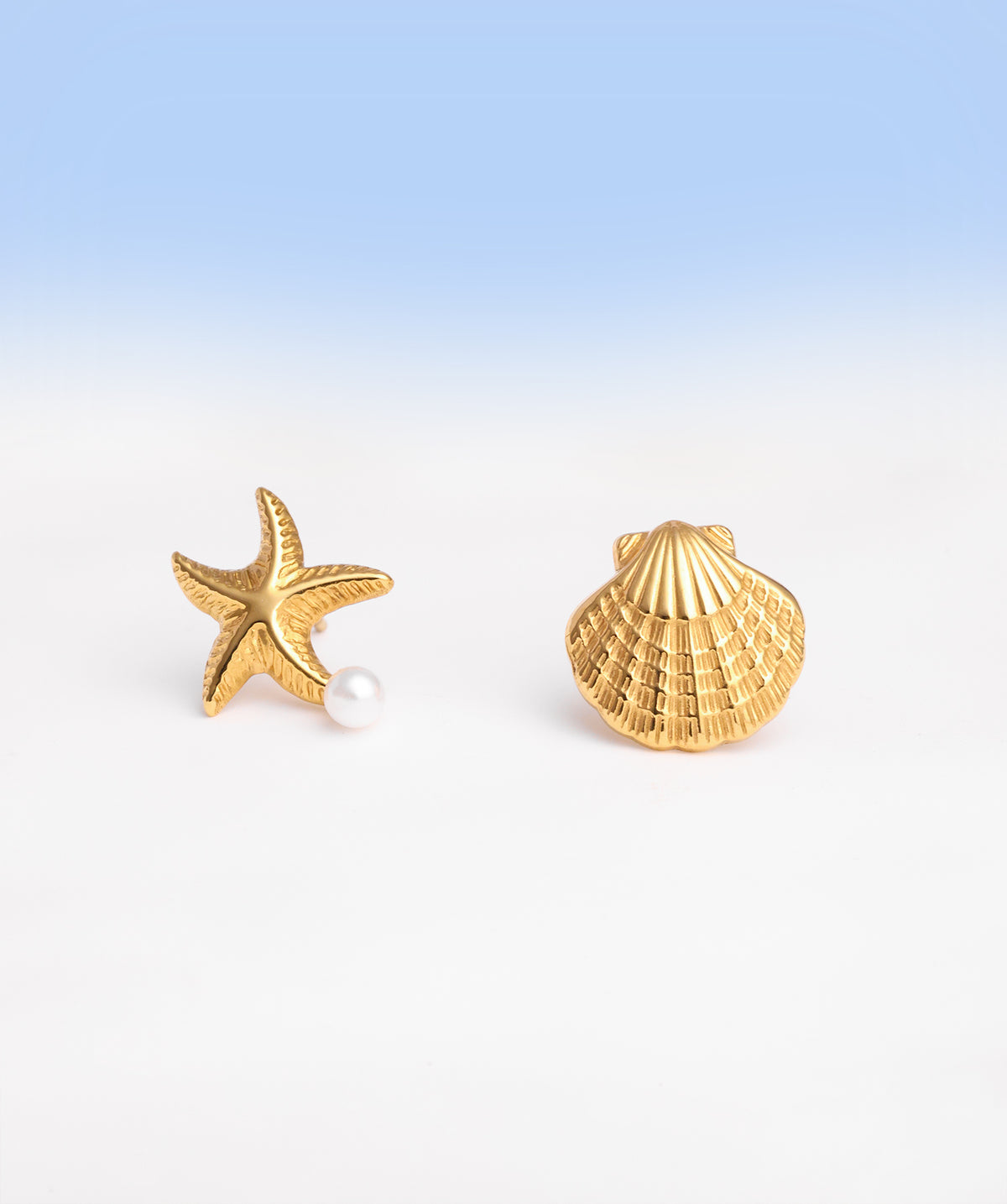 Starfish Pearl Shell Stud - Stainless Steel - Oumo Jewelry