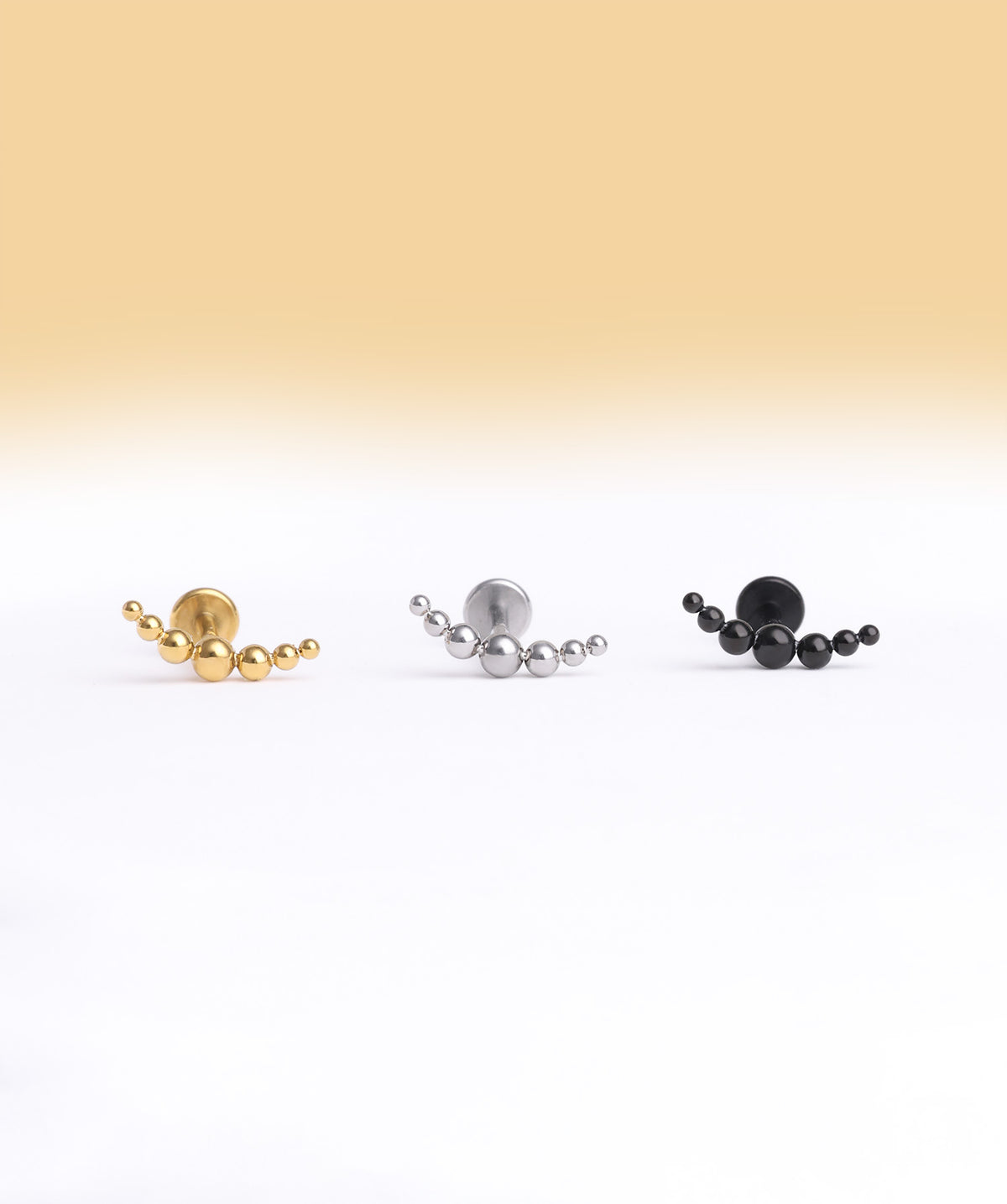 Curved Ball Flatback Stud - Stainless Steel - Helix, Upper Lobe, Flat - Oumo Jewelry