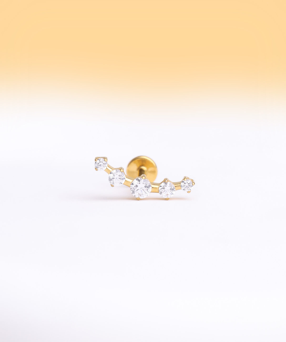 Titanium Curved Gems Flatback Stud - Titanium - Helix, Upper Lobe, Flat - Oumo Jewelry