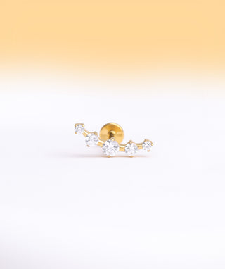 Titanium Curved Gems Flatback Stud - OumoJewelry