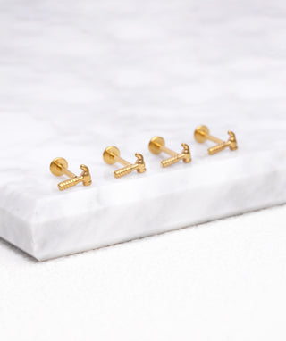 Titanium Hammer Flatback Stud - OumoJewelry