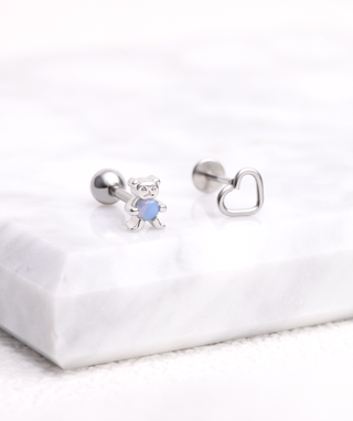 Blue Gem Bear Stud - OumoJewelry