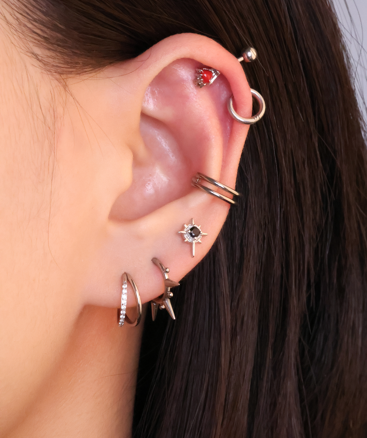 Vintage Star Stud - Stainless Steel - Upper Lobe, Helix, Flat - Oumo Jewelry