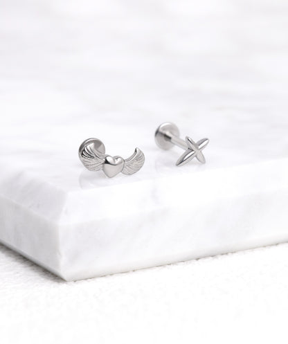 Petite Cross Flatback Stud