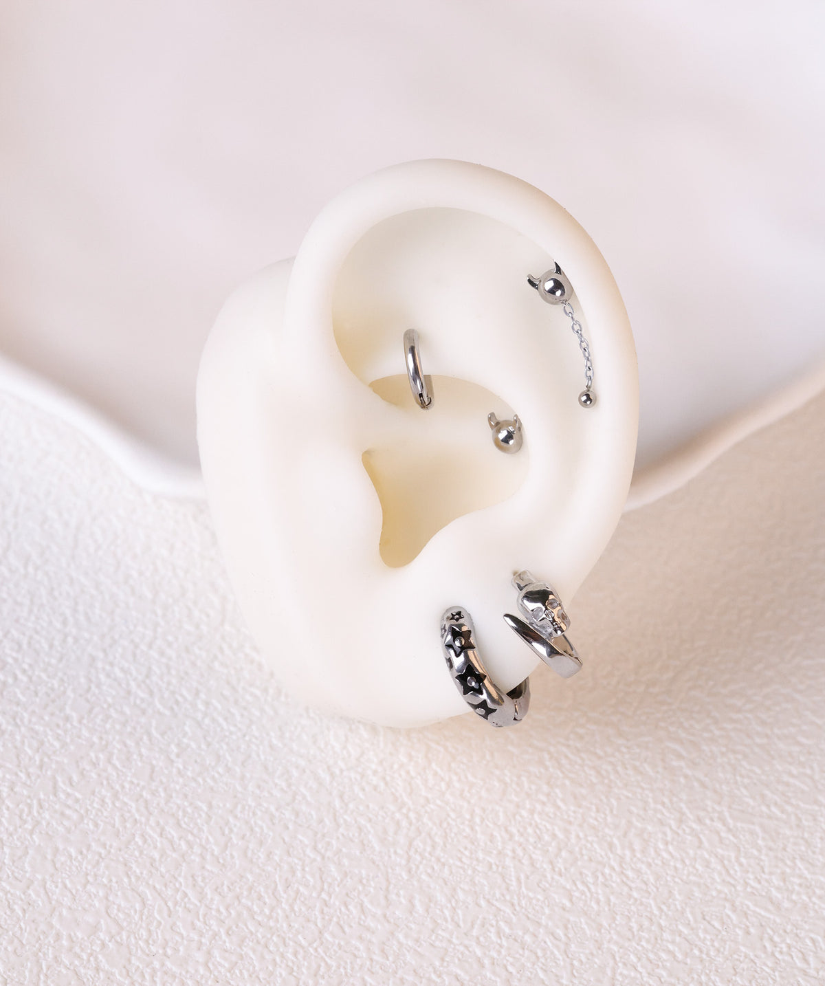 Titanium Little Devil Flatback Drop - Titanium - Lobe, Upper Lobe, Helix - Oumo Jewelry