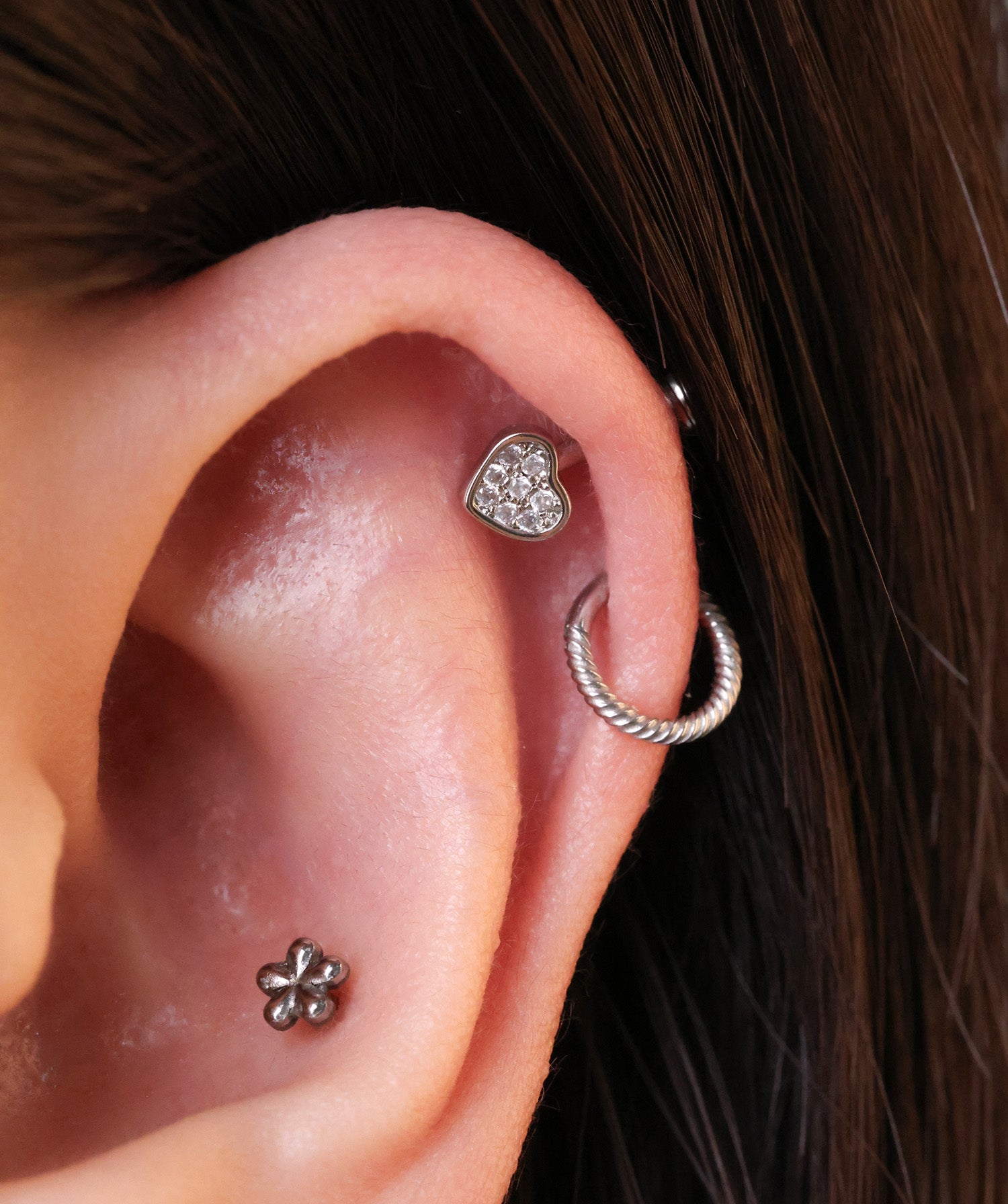 Heart Vertical Helix Stud