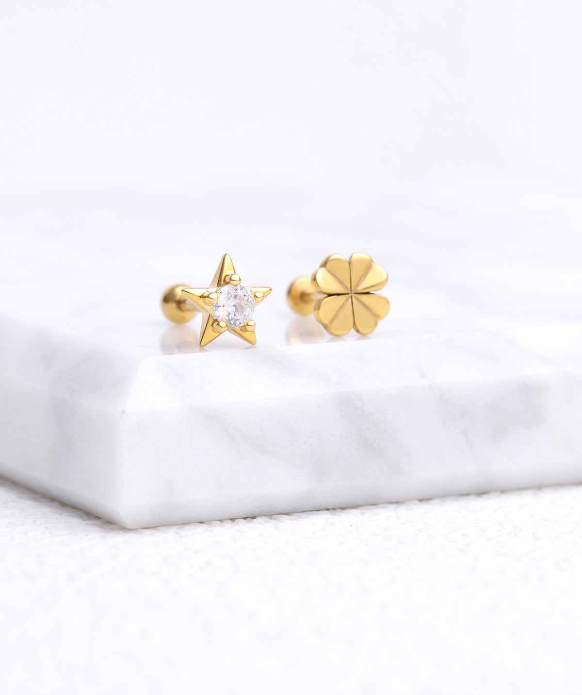 Shining Star Stud - Stainless Steel - Upper Lobe, Helix, Flat - Oumo Jewelry