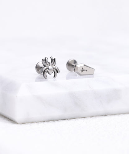 Titanium Cross Coffin Stud