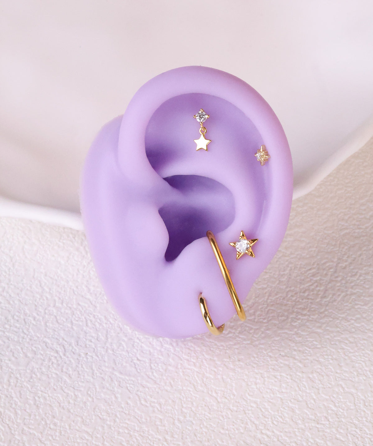 Shining Star Stud - Stainless Steel - Upper Lobe, Helix, Flat - Oumo Jewelry