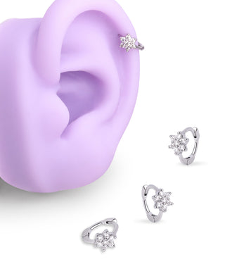 Beautiful Flower Helix Hoop - OumoJewelry