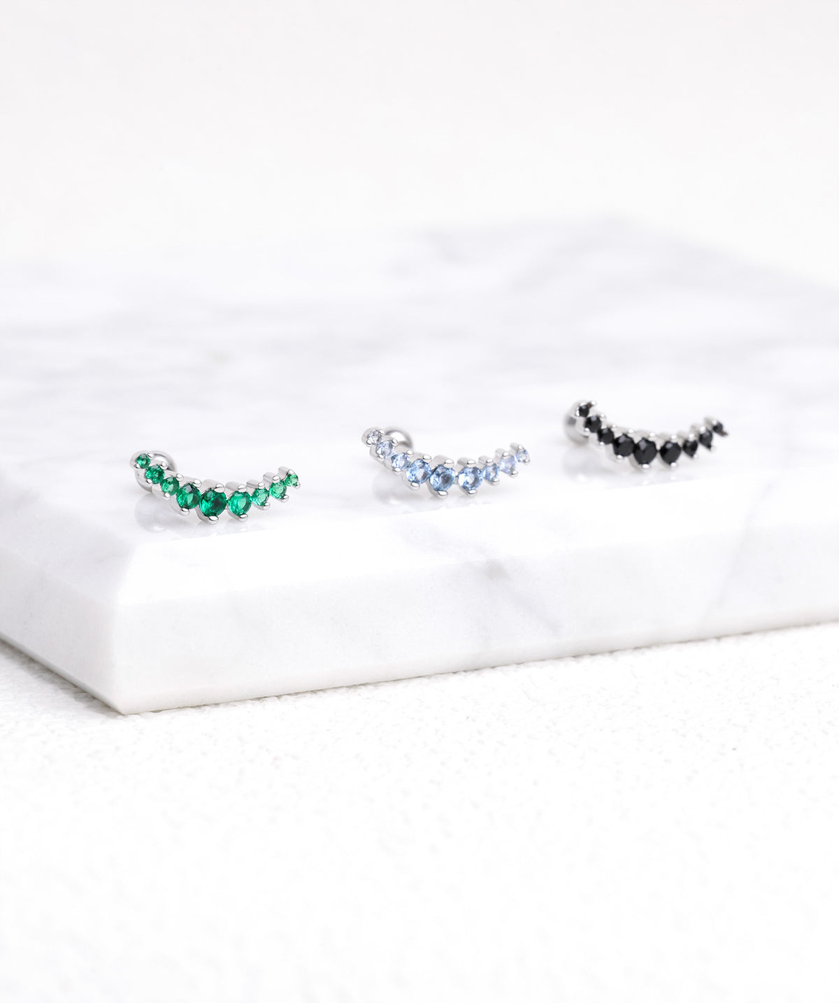 Charm Curved Stud - Stainless Steel - Upper Lobe, Helix, Flat - Oumo Jewelry