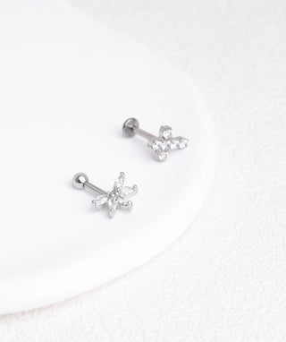 Titanium Cross Gems Flatback Stud - OumoJewelry