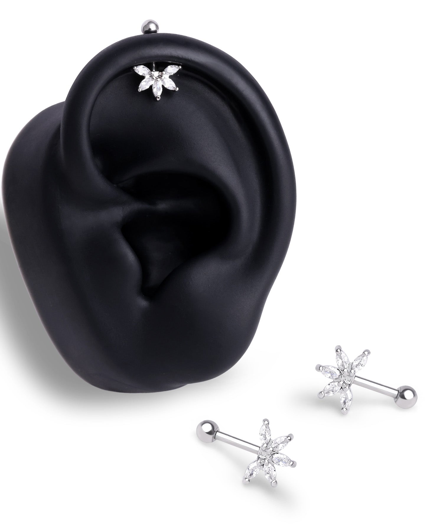 Five-Petal Flower Vertical Helix Stud