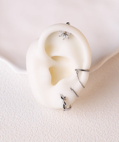 Five-Petal Flower Vertical Helix Stud