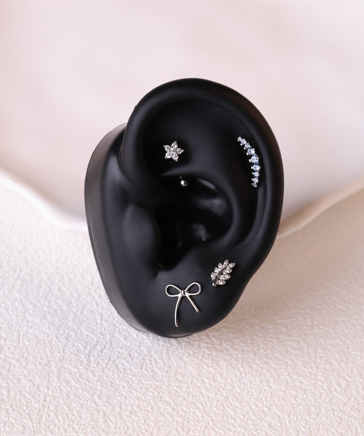 Charm Curved Stud - Stainless Steel - Upper Lobe, Helix, Flat - Oumo Jewelry