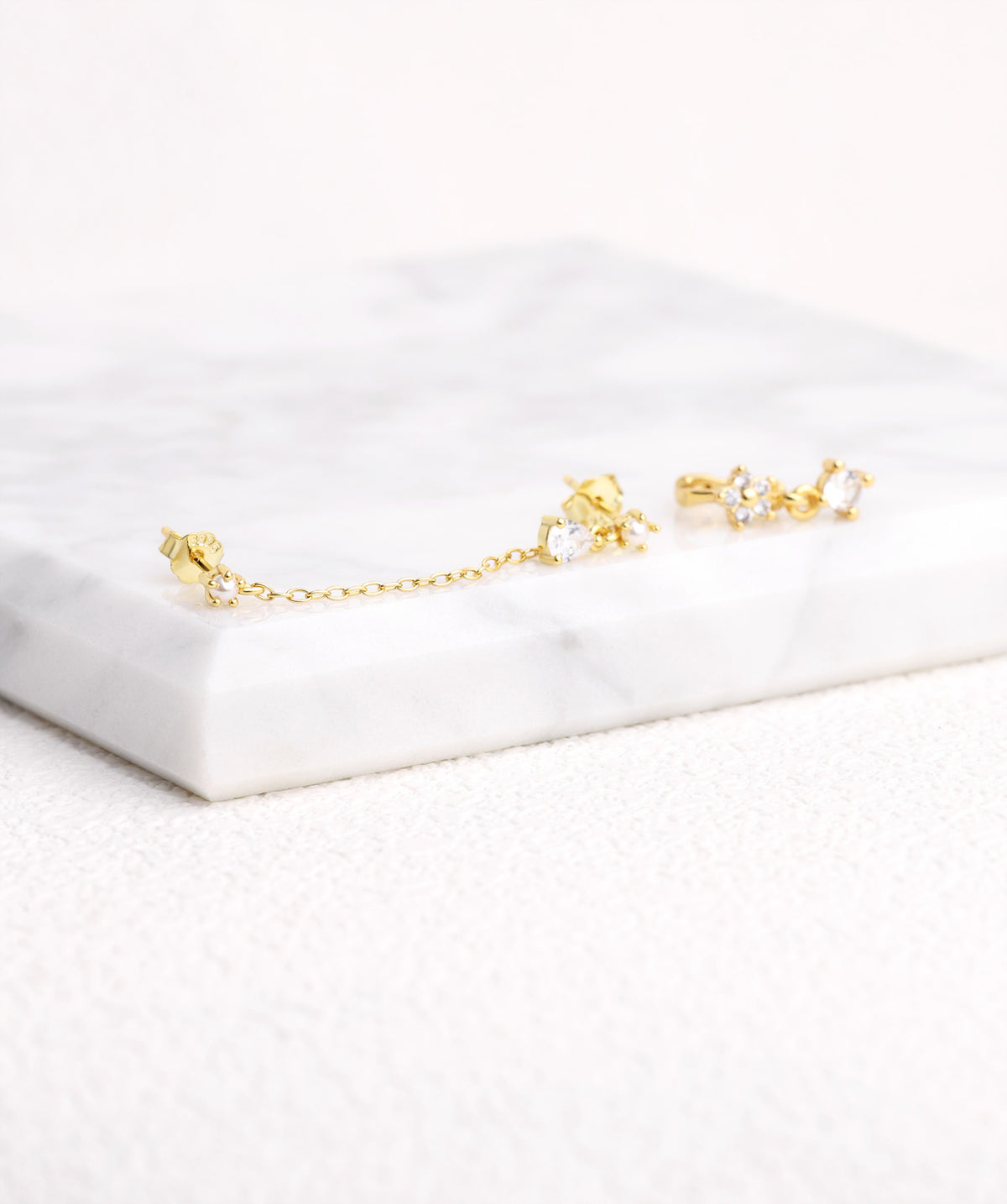 Pearl Water Drop Chain - Sterling Silver 925 - Lobe, Upper Lobe - Oumo Jewelry