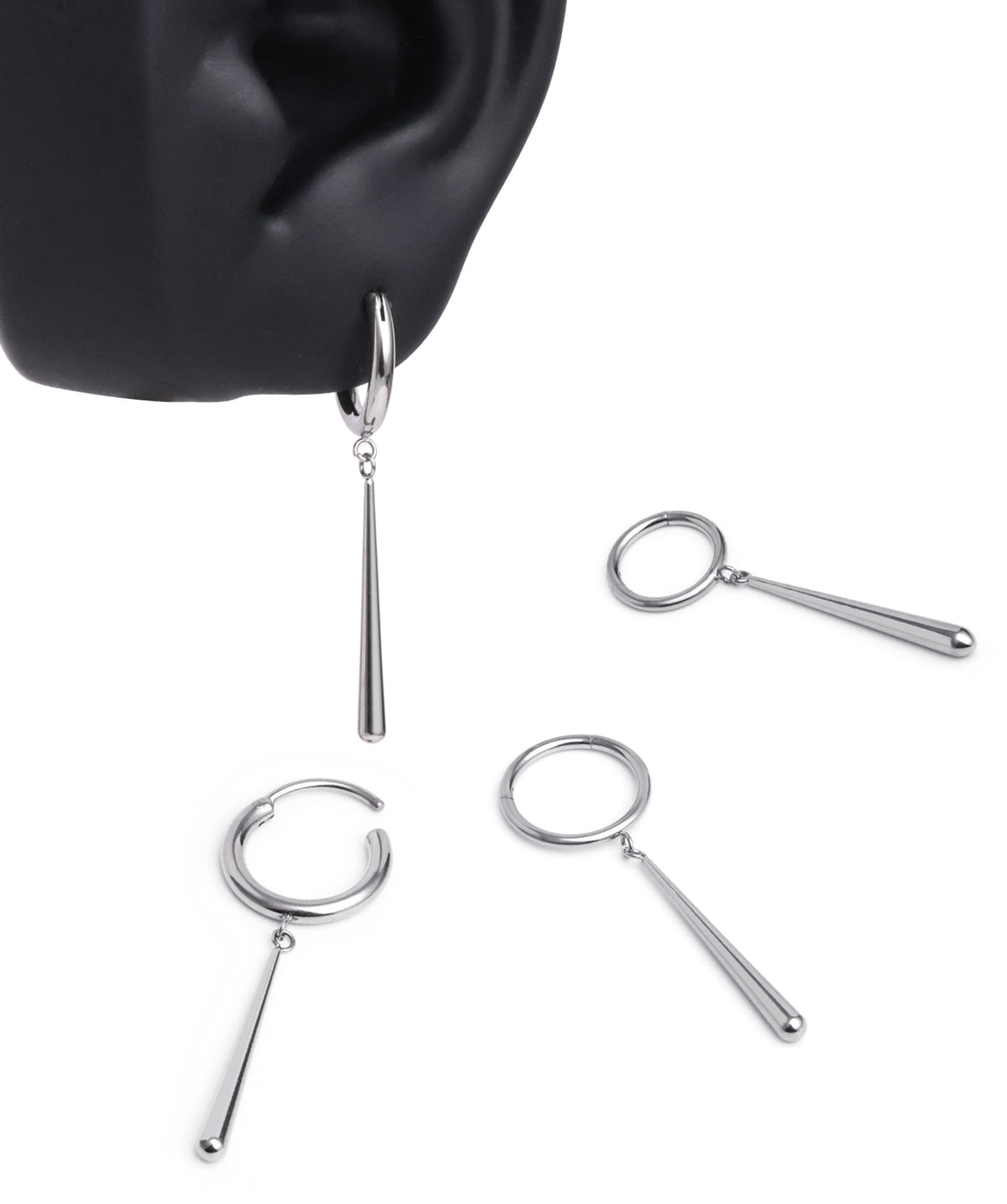Titanium Waterdrop Hoop - Titanium - Lobe, Upper Lobe - Oumo Jewelry