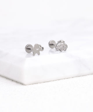 Titanium Elephant Flatback Stud - OumoJewelry