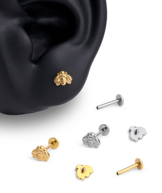 Titanium Bee Flatback Stud 🐝 - OumoJewelry