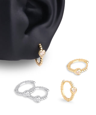 Sparkling Heart Hoops - OumoJewelry