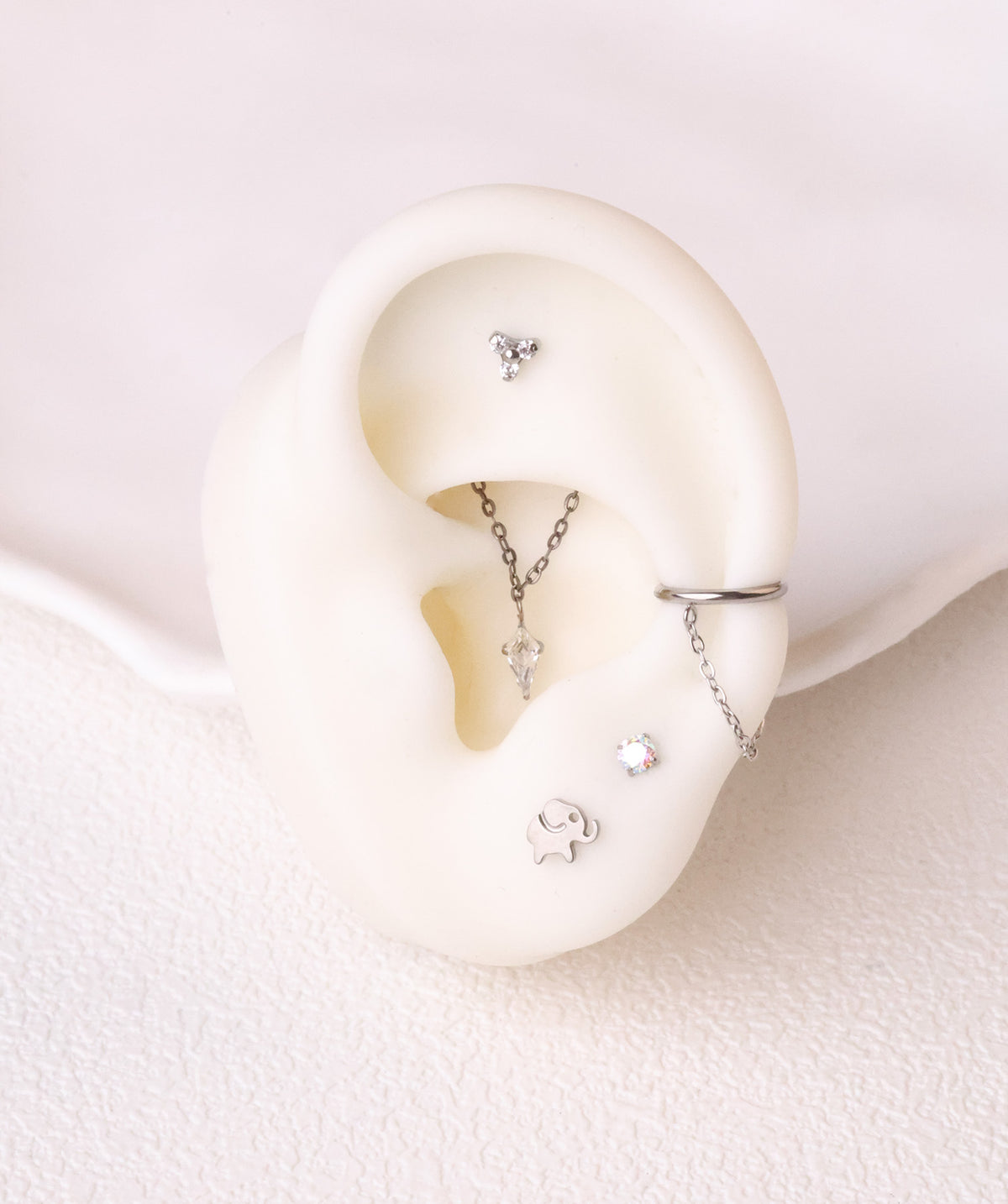 Titanium Elephant Flatback Stud - Titanium - Helix, Upper Lobe, Conch - Oumo Jewelry