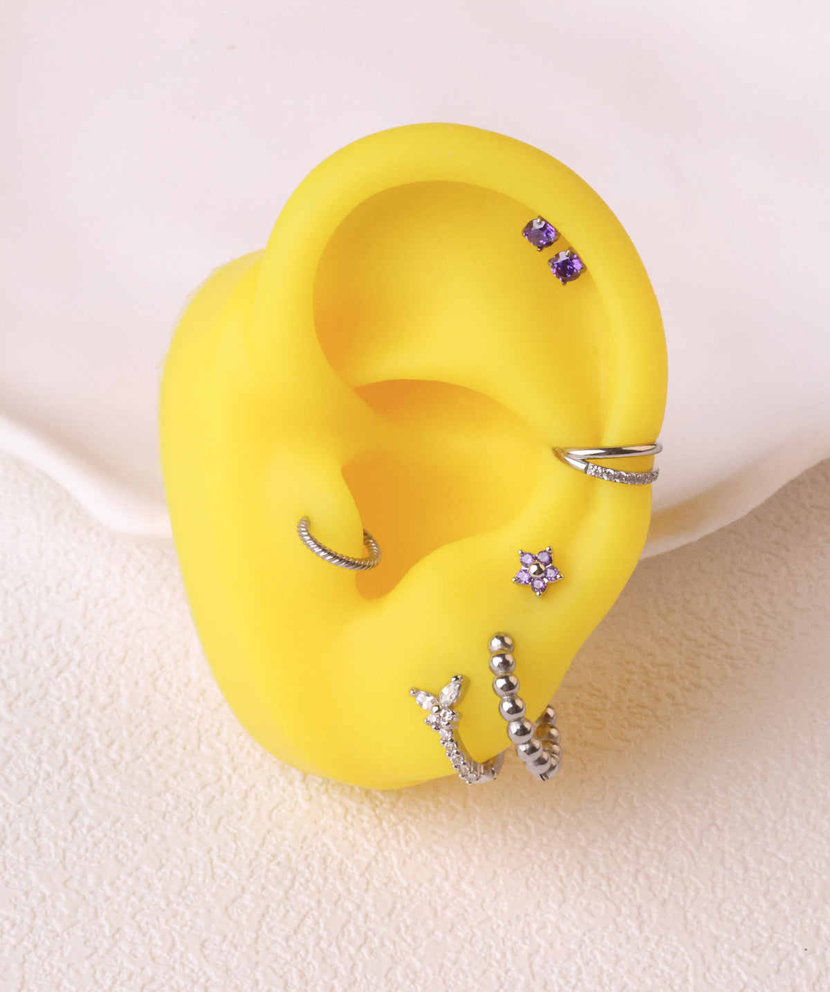 Beaded Hoop Earrings - Stainless Steel - Oumo Jewelry