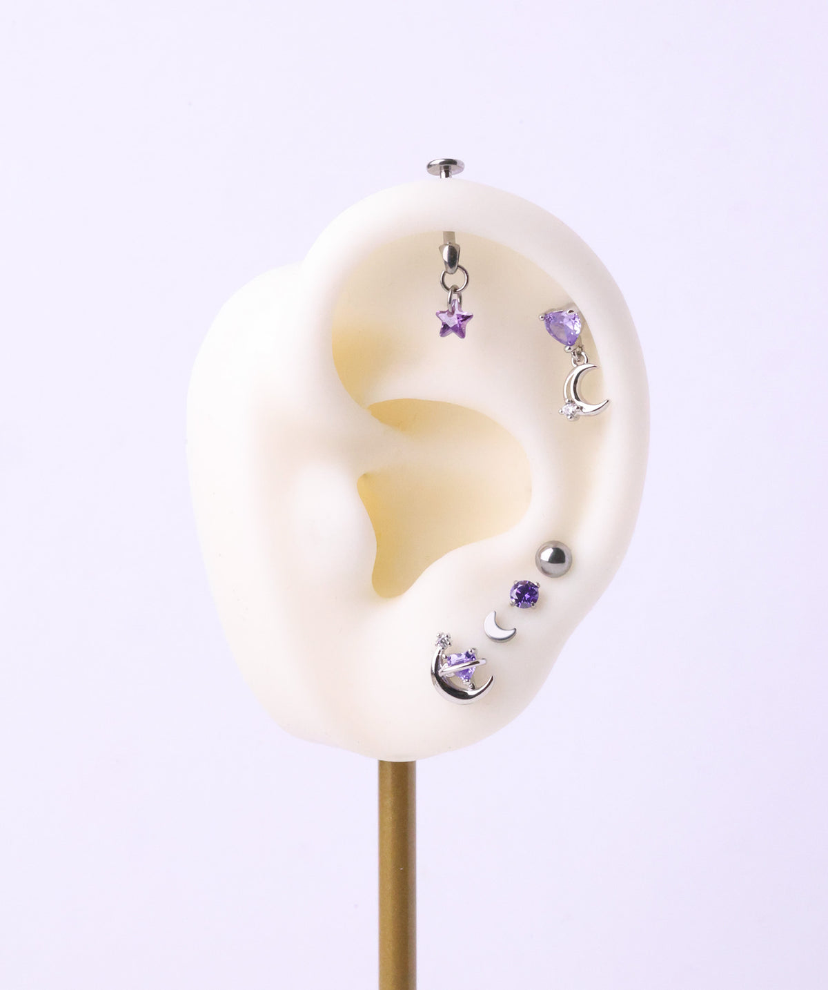 Love Moon Drop - Stainless Steel - Upper Lobe, Flat, Helix - Oumo Jewelry