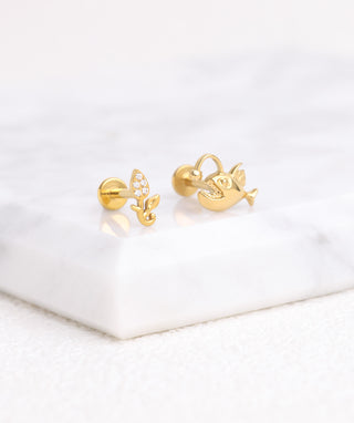 Titanium Lantern Fish Flatback Stud - OumoJewelry