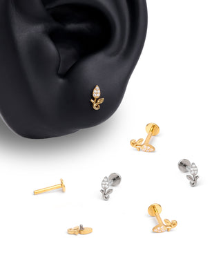 Titanium Tulip Flower Flatback Stud - OumoJewelry