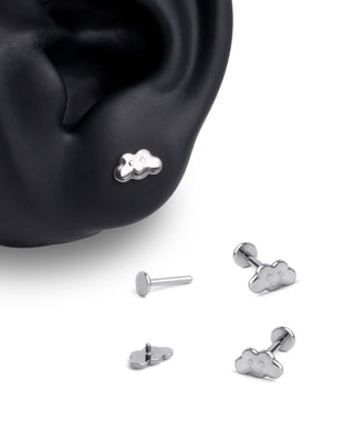Titanium Smile Cloud Flatback Stud - OumoJewelry