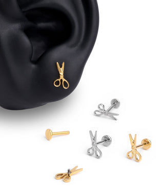 Titanium Scissor Flatback Stud ✂️ - OumoJewelry