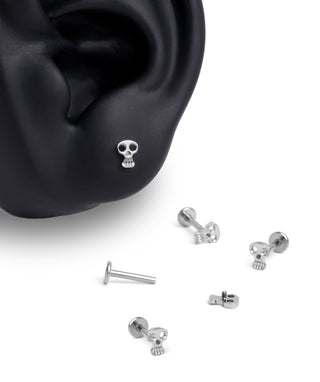 Titanium Hollow Skull Flatback Stud - OumoJewelry