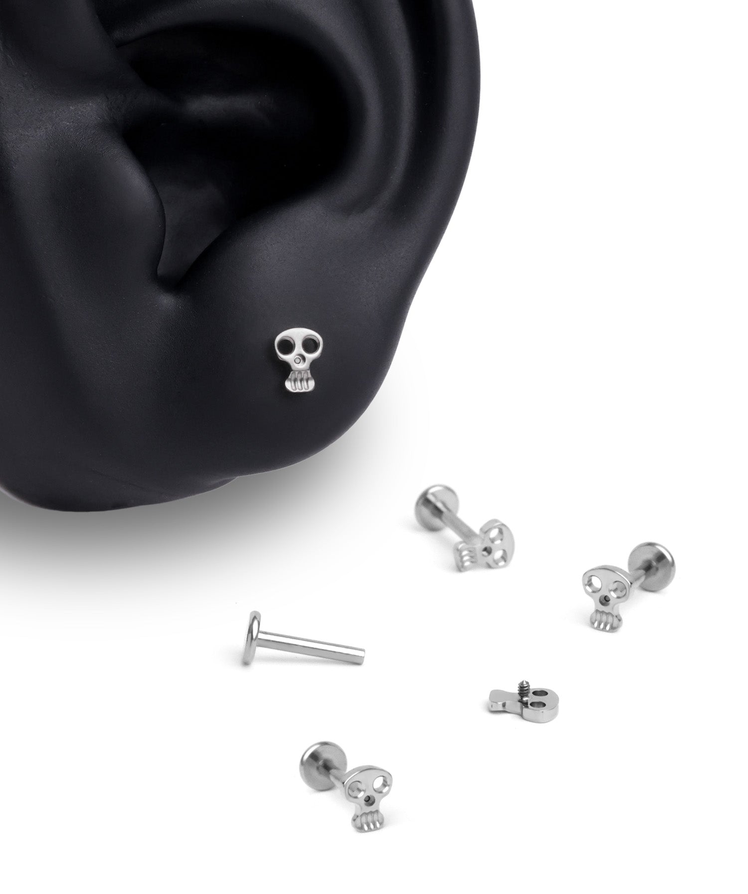 Titanium Hollow Skull Stud