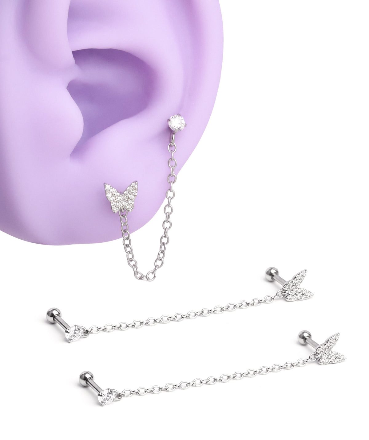 Charming Butterfly Chain - Stainless Steel - Lobe, Upper Lobe - Oumo Jewelry