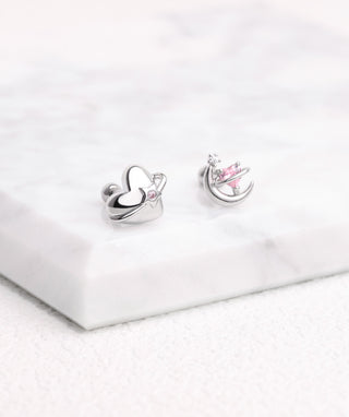 Stary Puffed Heart Stud - OumoJewelry