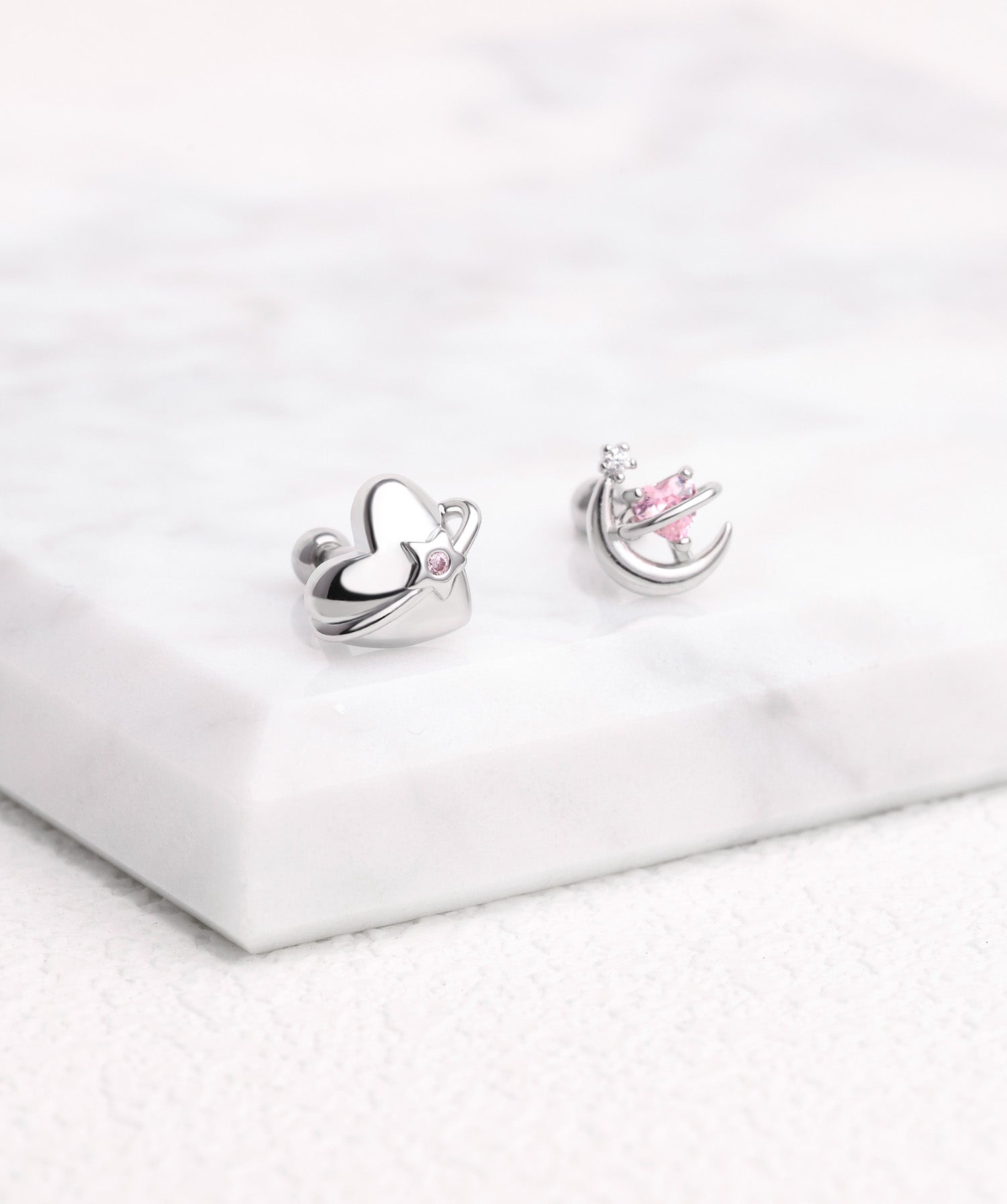 Stary Puffed Heart Stud