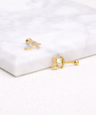 Unicorn Vertical Helix Stud - OumoJewelry
