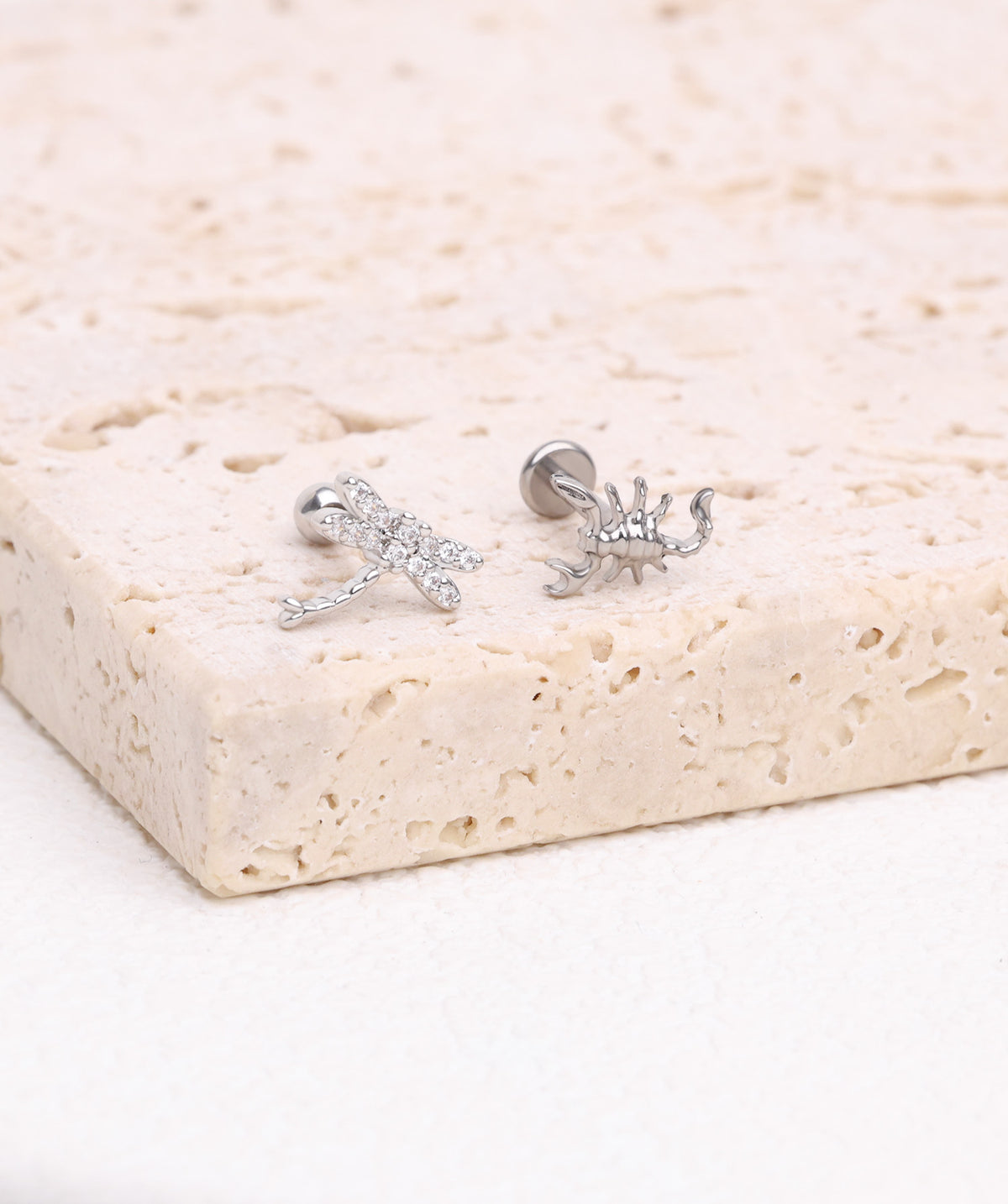 Fun Dragonfly Stud - Stainless Steel - Upper Lobe, Helix - Oumo Jewelry